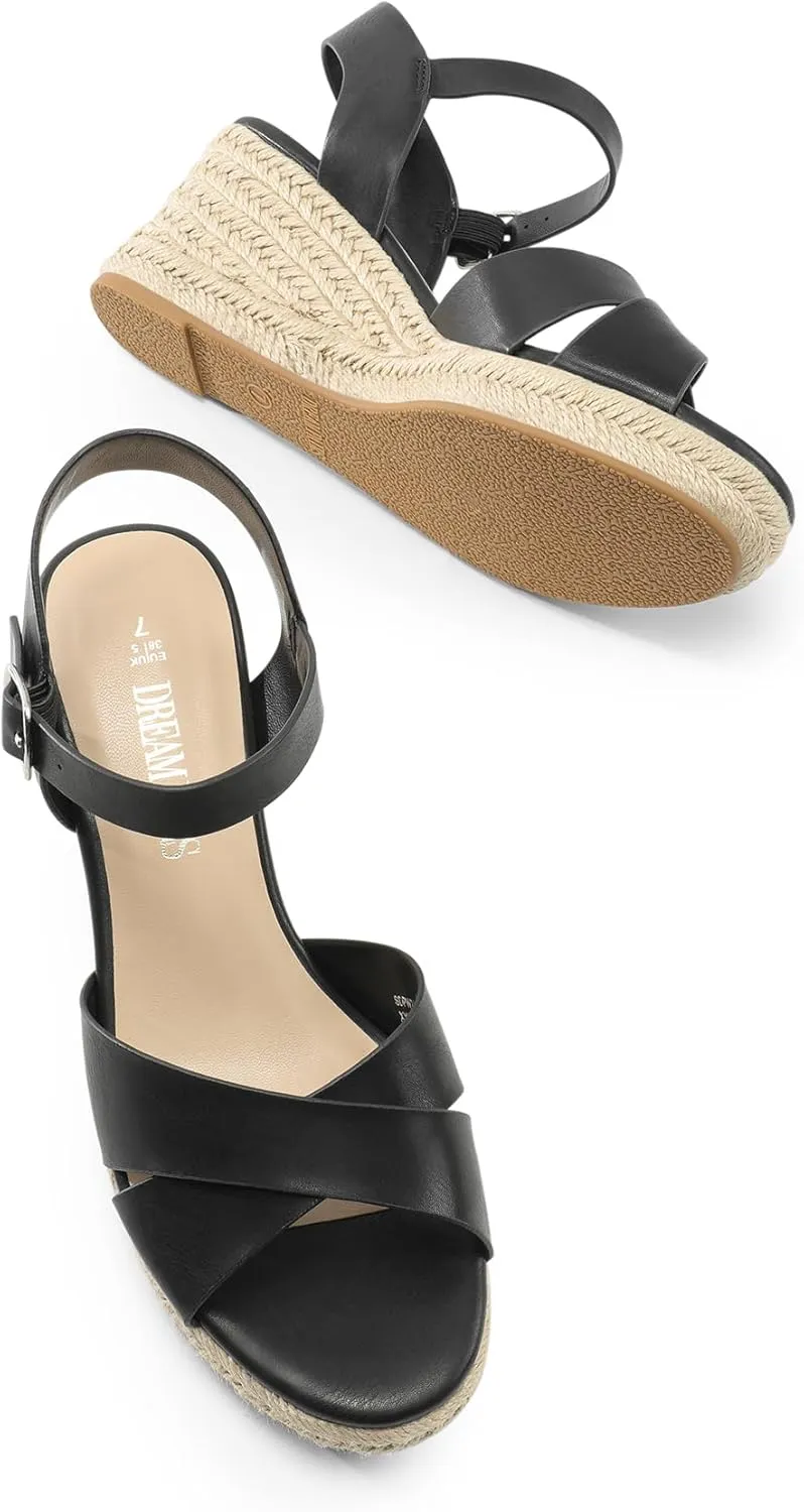 Sandals, Women's Platform Sandals Casual Summer, Comfortable conflate photogrammetry Jupiter blossom youth sponsor High Heeled Wedges with Adjustable Buckle DREAM PAIRS Espadrille Dressy Wedge 