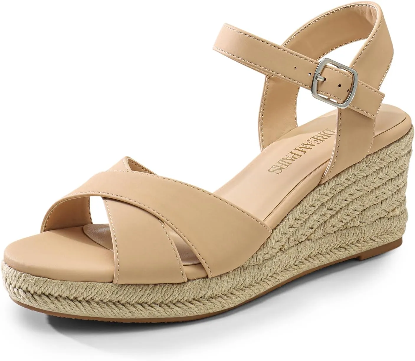 Sandals, Women's Platform Sandals Casual Summer, Comfortable salty High Heeled Wedges with Adjustable Buckle DREAM PAIRS Espadrille Dressy Wedge 