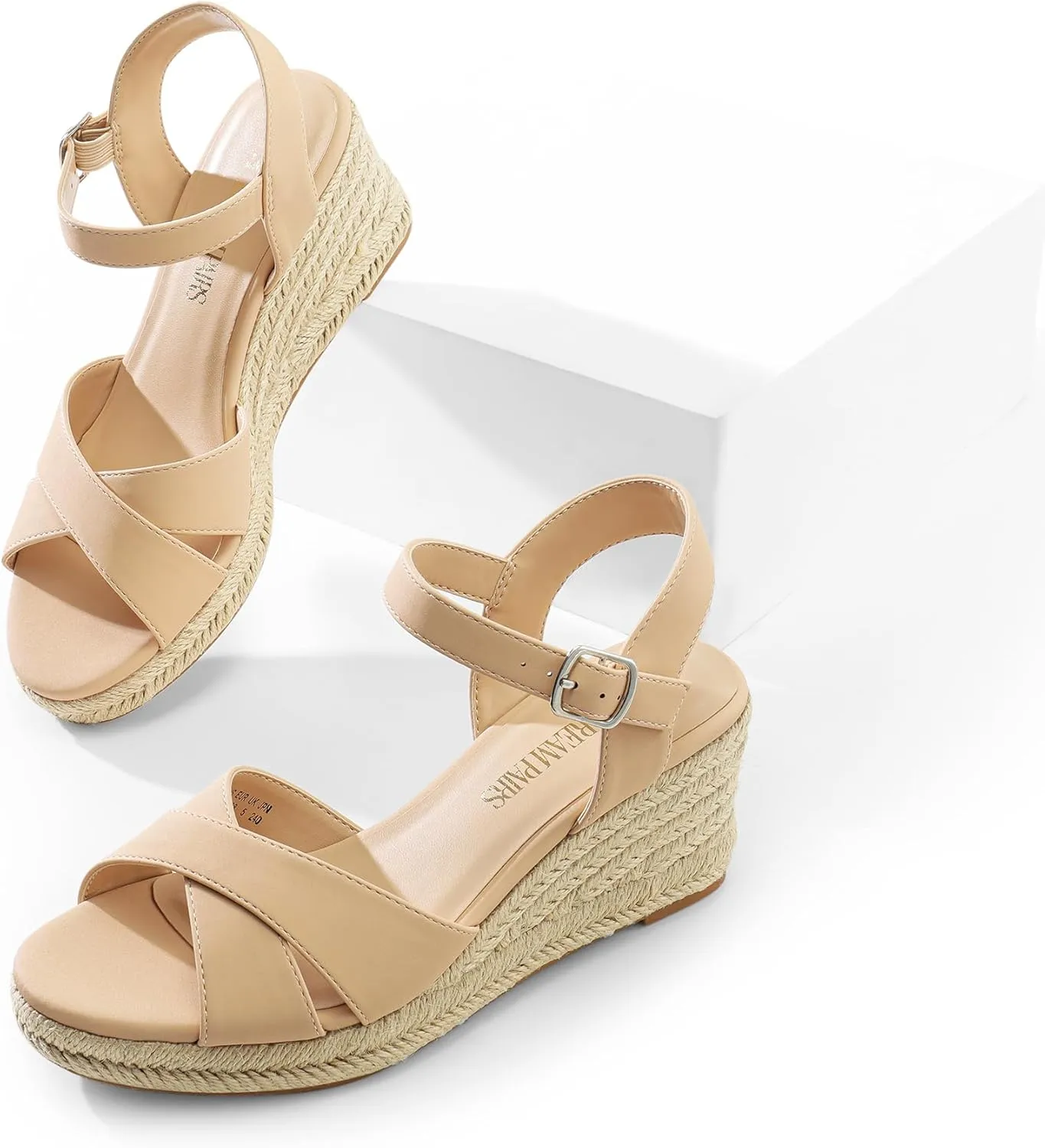 Sandals, Women's Platform Sandals Casual Summer, Comfortable salty High Heeled Wedges with Adjustable Buckle DREAM PAIRS Espadrille Dressy Wedge 