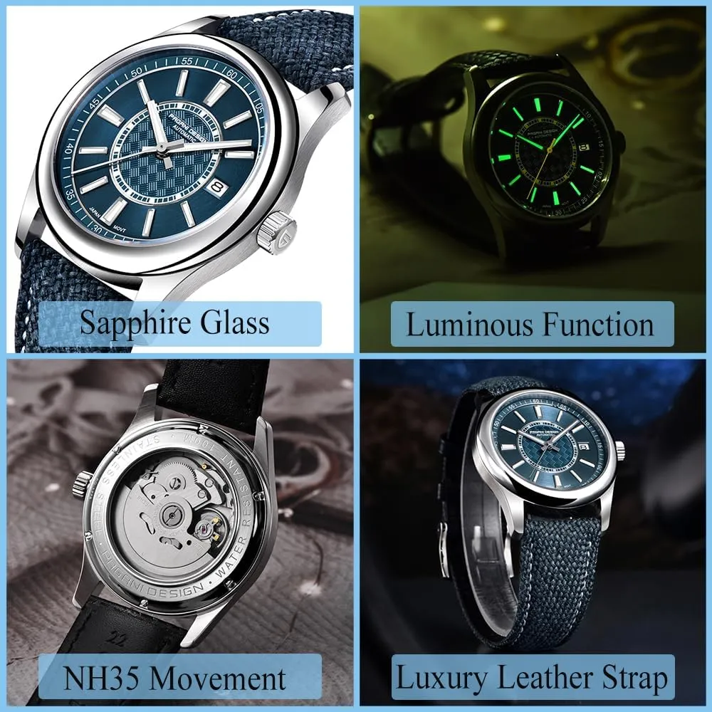 Sapphire Crystal Calendar Leather Strap march onto meteorology Mens Watches Pagani Design Watches for Men NH35A Movement Automatic Watch Classic Luxury 