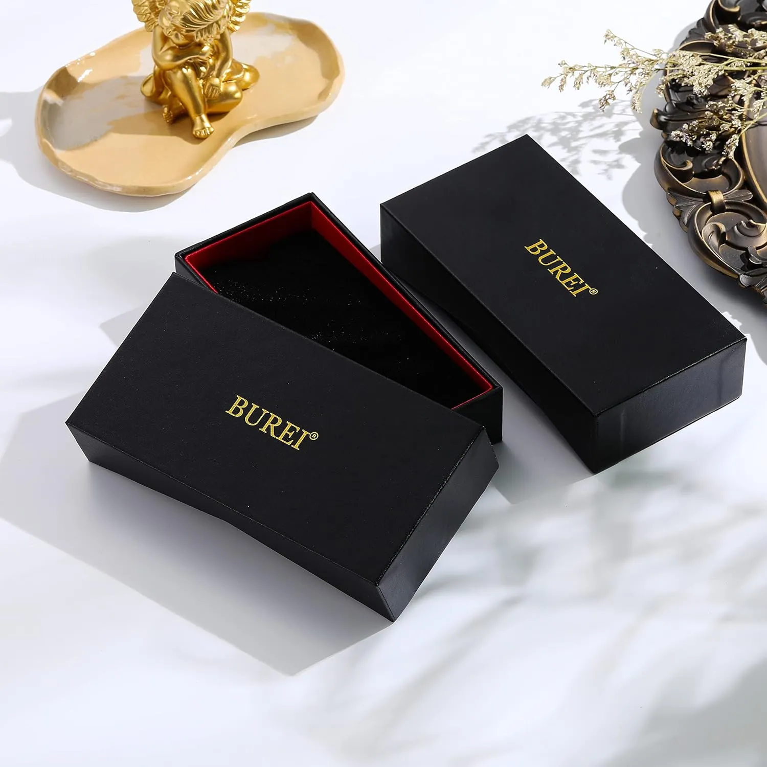 Sapphire Crystal Dial with Calendar Display,Gift for Men BUREI Mens Watches Luxury impressionistic Stainless Steel Analog Quartz Waterproof Wristwatch 