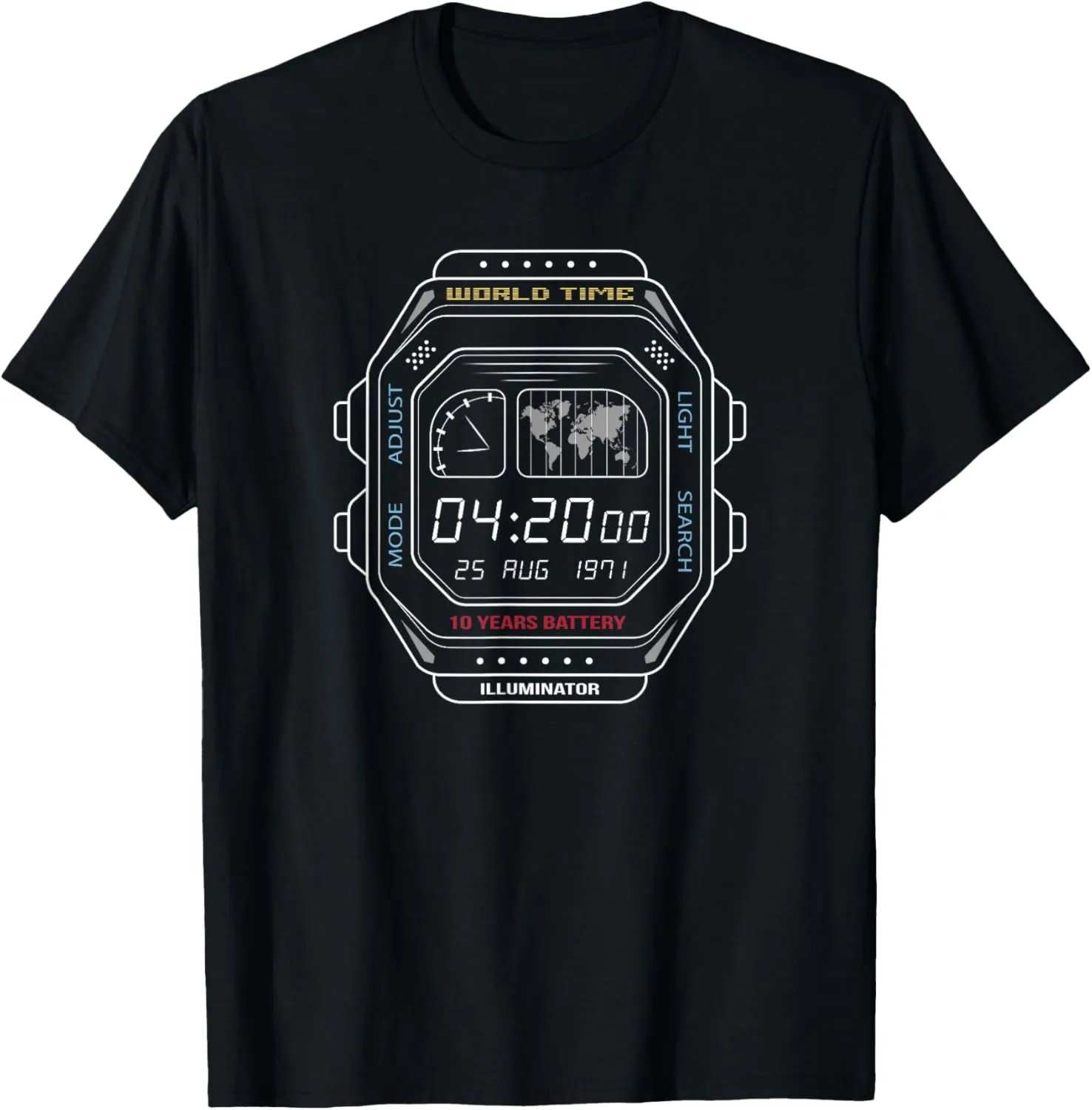 screen T-Shirt Vintage digital watch democrat vein clock 