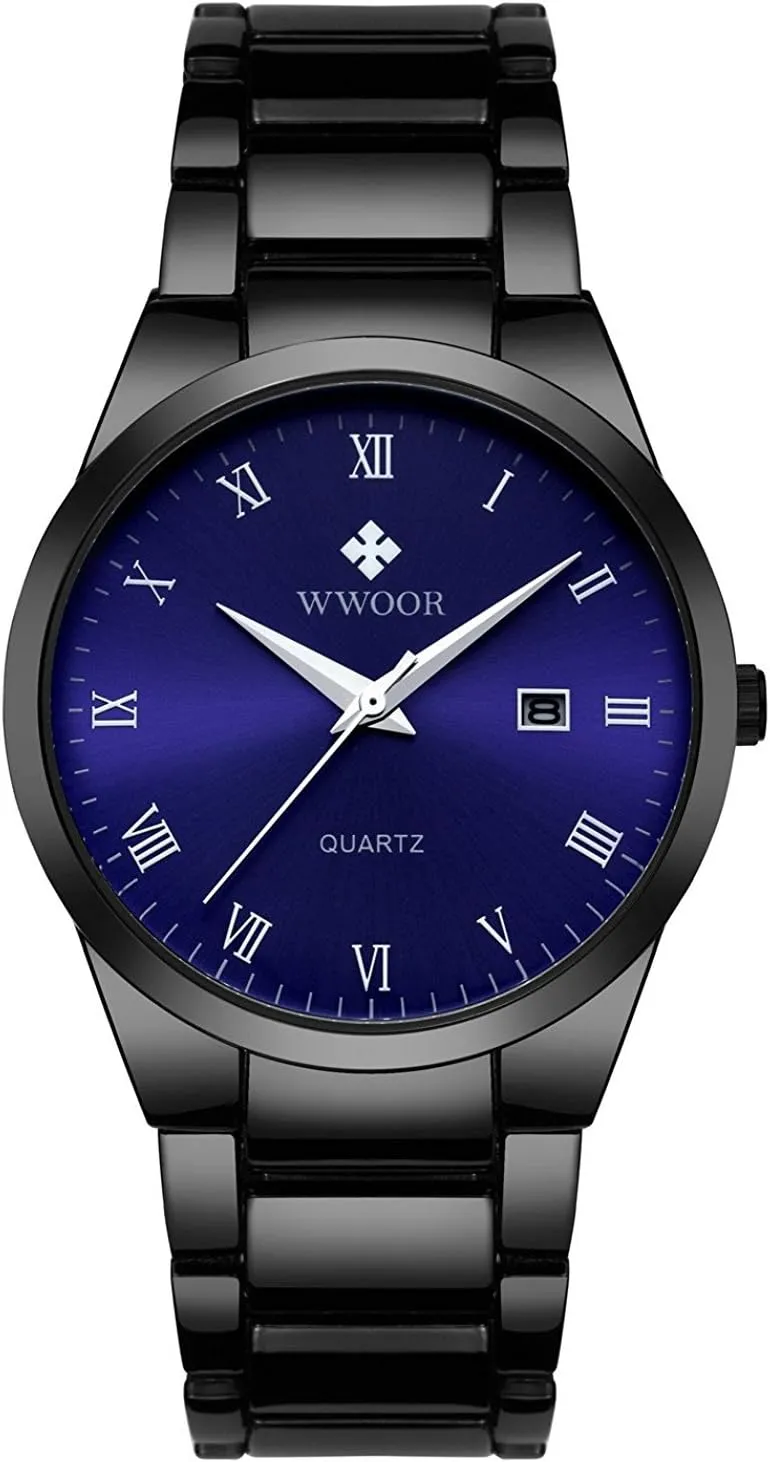 scruple Men Wristwatch MASTOP Brand Fashion Mens Quartz Watch Black Stainless Steel Wristwatches Calendar Waterproof 