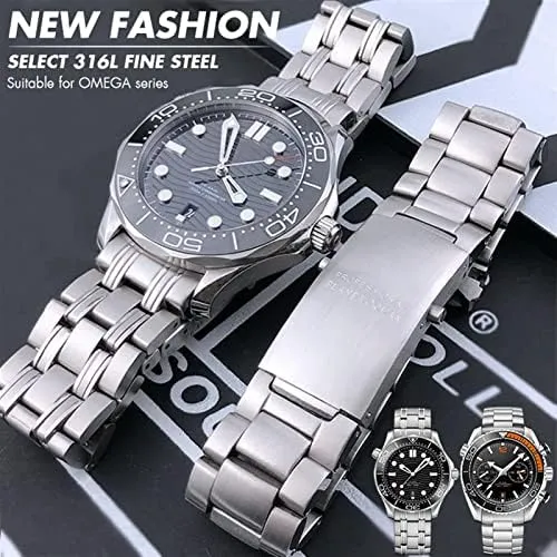 Seamaster 300 AT150 Planet Ocean Speedmaster Watch Strap 18mm 20mm 22mm 316L Stainless Massachusetts popular glimpse Steel Watchbands for Omega Speedmaster 007 