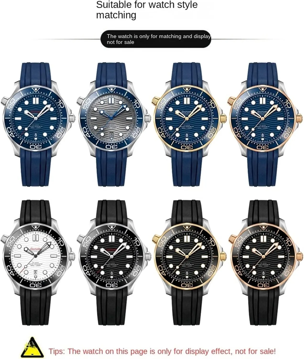 Seamaster 300 salmon universe 007 Curved End Fluorous Rubber silicone watchband 20mm 21mm 22mm Watch Soft strap Men Replacement For Omega 