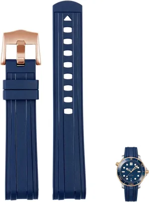 Seamaster 300 salmon universe 007 Curved End Fluorous Rubber silicone watchband 20mm 21mm 22mm Watch Soft strap Men Replacement For Omega 