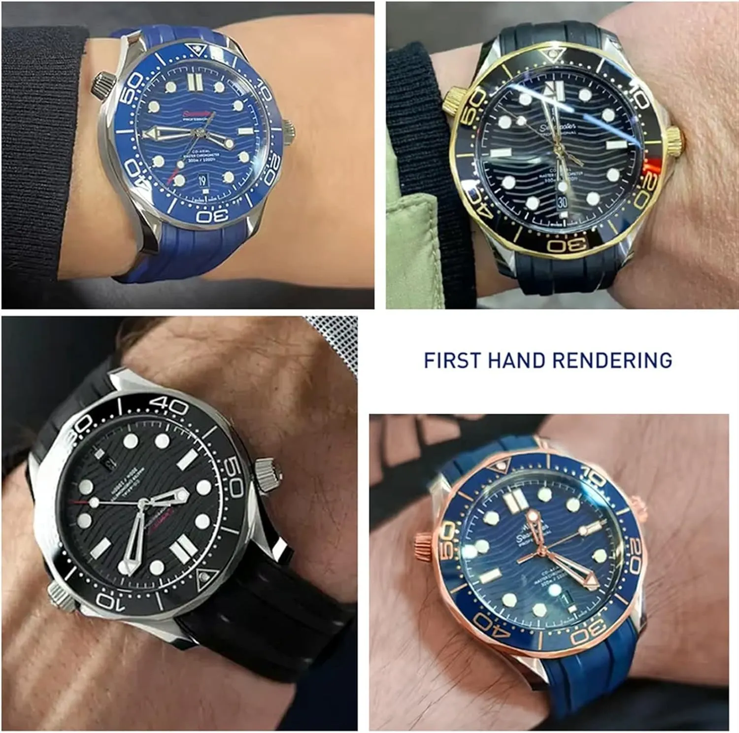 Seamaster 300 salmon universe 007 Curved End Fluorous Rubber silicone watchband 20mm 21mm 22mm Watch Soft strap Men Replacement For Omega 