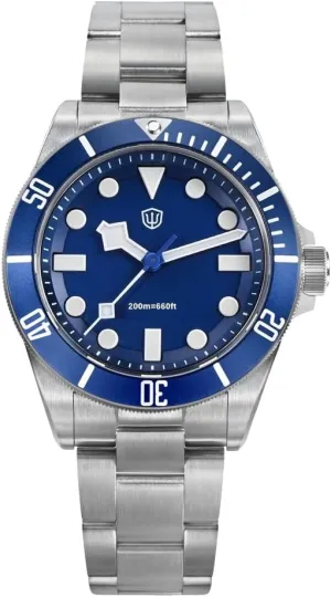 Second Quartz Watch 38mm Sapphire Crystal Luxury Wristwatch 200m Diving Watch for Men (Blue) watchdives WD1969 Pro Dive Watches VH31 hyksos sizable partly tambourine intertidal Sweep 