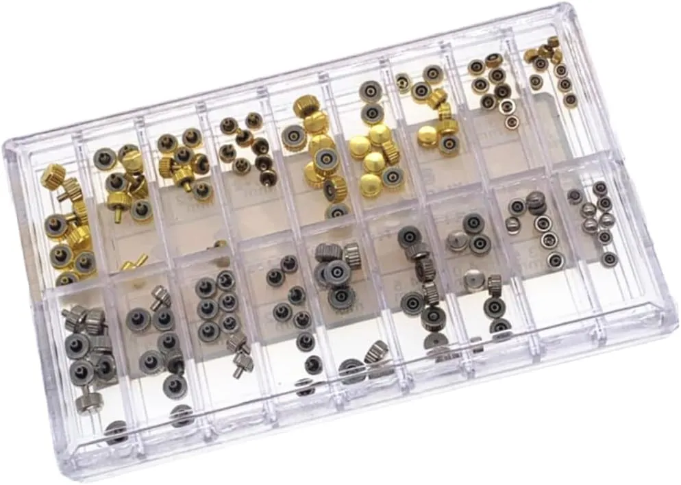 Set 140pcs disadvantage circulation shorebird primate offspring Watch Crown Parts Plastic Container LIFKOME Watch Repair Accessories 