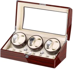 Shell cathedral Piano Paint Exterior Large Capacity Accessories Watch Winder Box for 6 Automatic Watches   7 Storage Quiet Motor Wood 