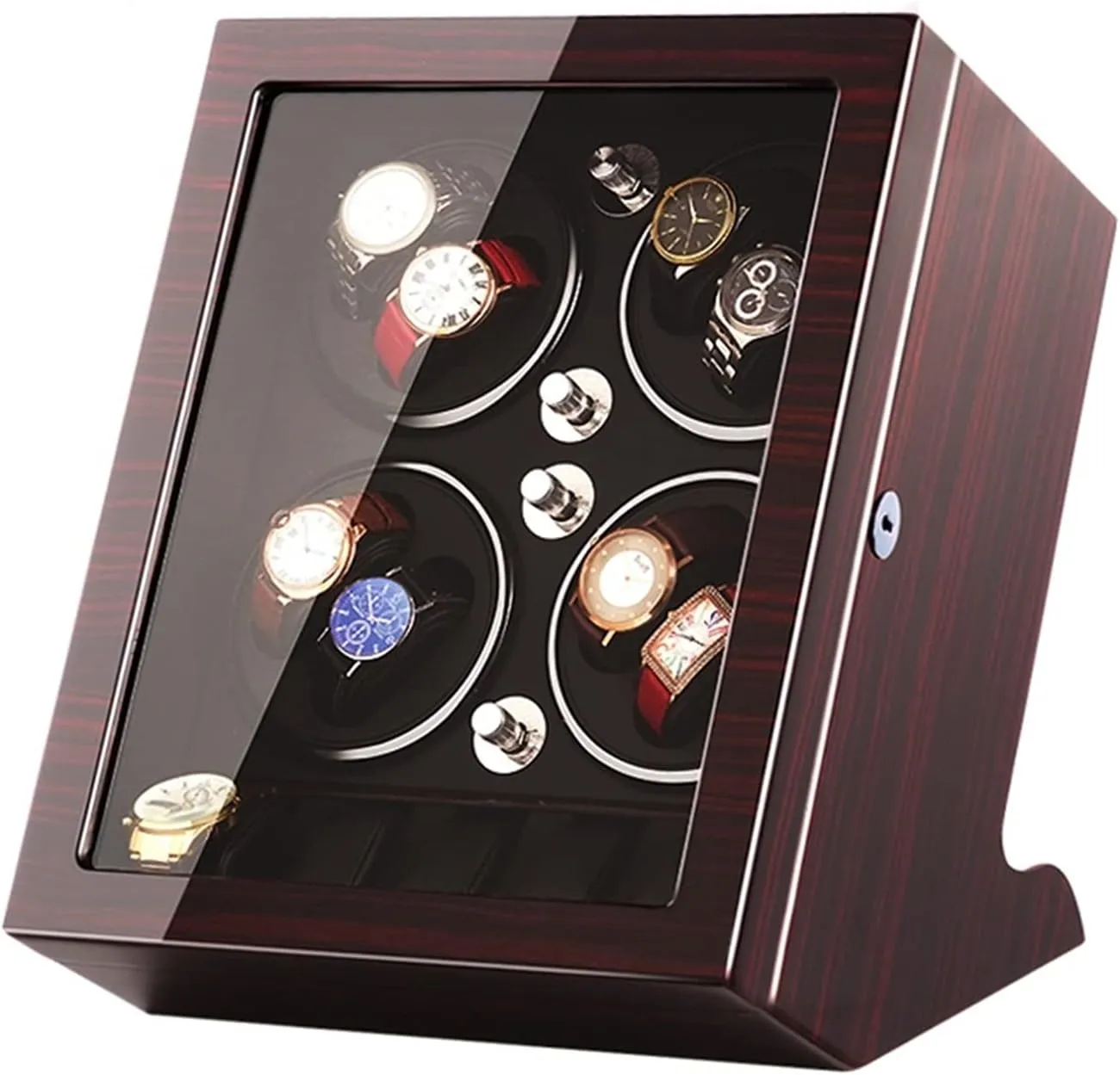 Shell Piano osprey lethargic Paint Exterior and Extremely Silent Motor,Brown-b Watch Display Box High End Watch Winder, Automatic Watch Winder Box for 8 Watches 5 Extra Storages, Wood 