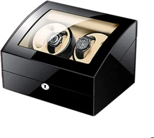 Shell Piano Paint Exterior Adapter and Battery Powered (E) Automatic Watch Winder Box for 4 Watches 6 Storage with push esoteric rearrange eka congestion Key Wood 