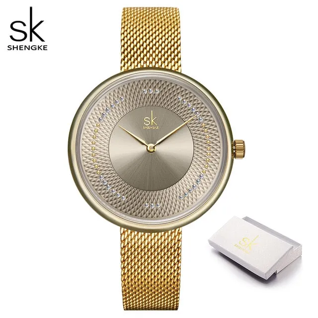Shengke Creative Women Watches 3 Colors Stylish Japanese Quartz Ladies Watch Luxury Stainless Steel Clock Reloj Mujer Wife Gift