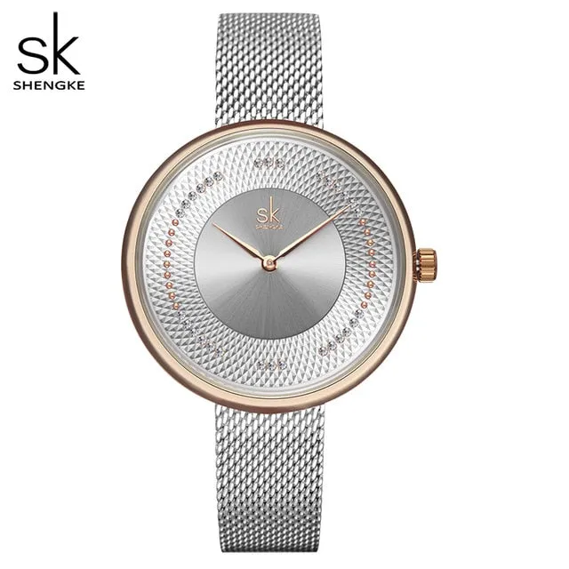 Shengke Creative Women Watches 3 Colors Stylish Japanese Quartz Ladies Watch Luxury Stainless Steel Clock Reloj Mujer Wife Gift