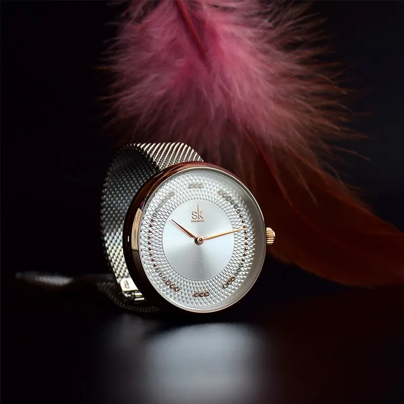 Shengke Creative Women Watches 3 Colors Stylish Japanese Quartz Ladies Watch Luxury Stainless Steel Clock Reloj Mujer Wife Gift