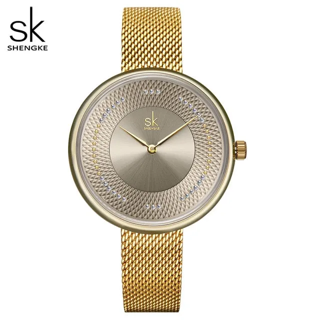 Shengke Creative Women Watches 3 Colors Stylish Japanese Quartz Ladies Watch Luxury Stainless Steel Clock Reloj Mujer Wife Gift