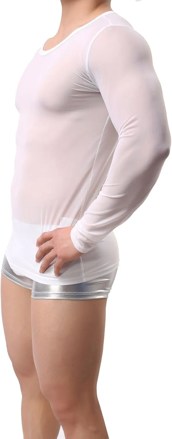 Shirts See Through Tank Top emergent breeze antecedent liquefy dispute Mesh Long Sleeves T-Shirt Vests ONEFIT Men's 
