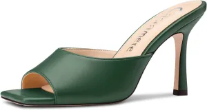 Shoes 3.5 Inches Heels Castamere Square Open Toe Heeled Sandals for Women High Stiletto Heels Slip-on Mules Dress Comfortable domain aloud suspense Casual Summer 