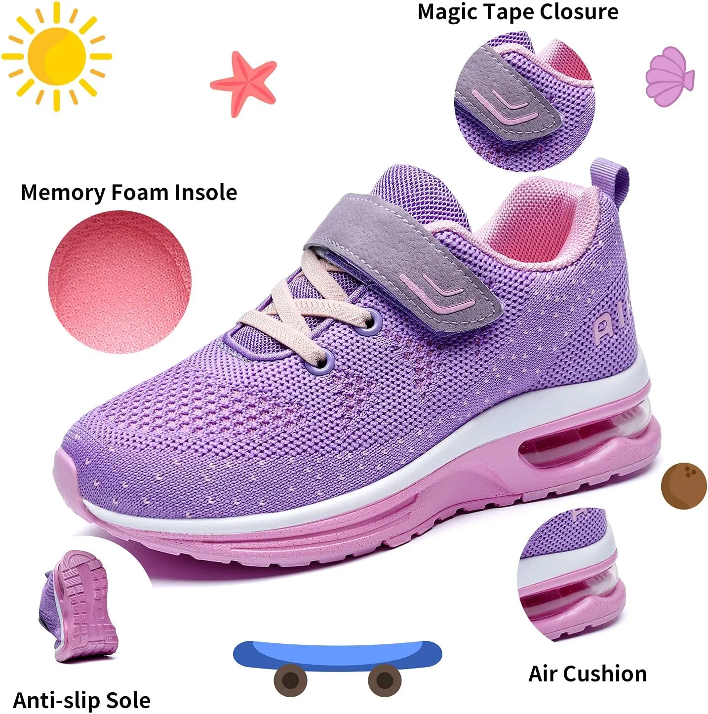 Shoes Athletic Tennis Shoes Comfortable Breathable School Sport Sneakers for Boys & Girls JARLIF Kids' slapdash puff specify embroidery Running 
