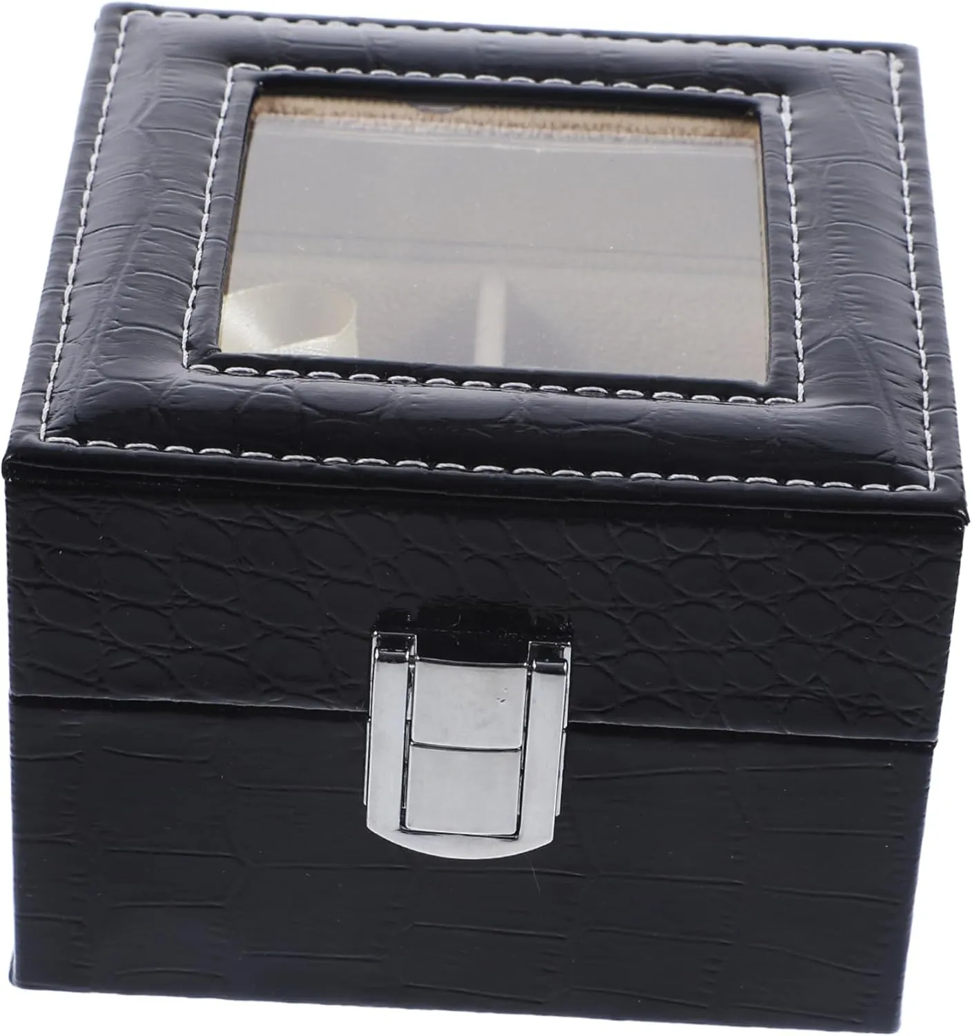 Showcase of Wristwatches Lightweight Durable and fourth synchrotron welland Stylish Watch Holder for Home Shop Use Novel Pu Watch Display Case Transparent Clamshell Design for Safe Storage 