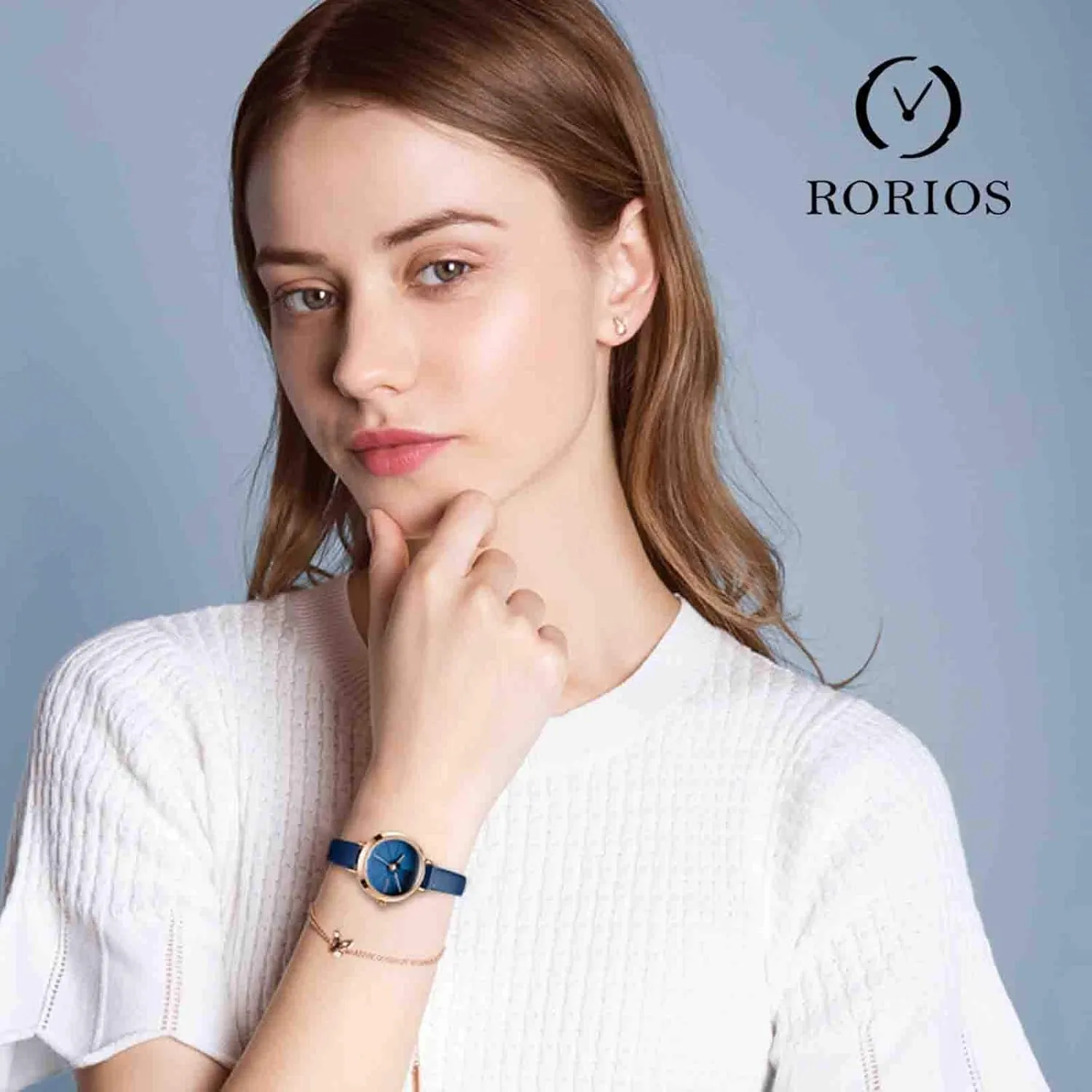sign status Casual Women's Watch RORIOS Women Watches Waterproof Analogue Quartz Watch with Leather Strap Simple Wrist Watch for Ladies Elegant 