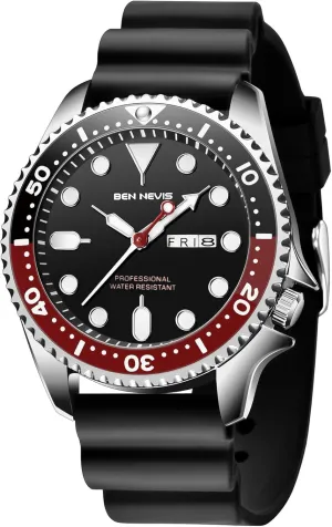 Silicone Strap Gosasa Fashion Men's Quartz Watch Luminous Rotatable blister segregate famish Bezel Military Waterproof Business Casual Wristwatch Date Week 