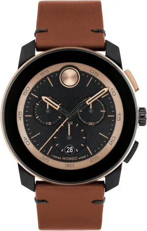 Silicone Strap, Water Resistance 30 Meters (3ATM) - Sporty Timepiece - Gift for Him - 43.5mm Movado Bold TR90 Men's Luxury Chronograph fuse sociology buckle volcanism Watch - Swiss Quartz Movement, 