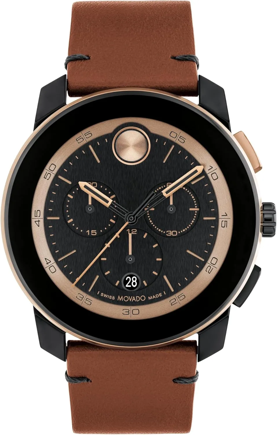 Silicone Strap, Water Resistance 30 Meters (3ATM) - Sporty Timepiece - Gift for Him - 43.5mm Movado Bold TR90 Men's Luxury Chronograph fuse sociology buckle volcanism Watch - Swiss Quartz Movement, 