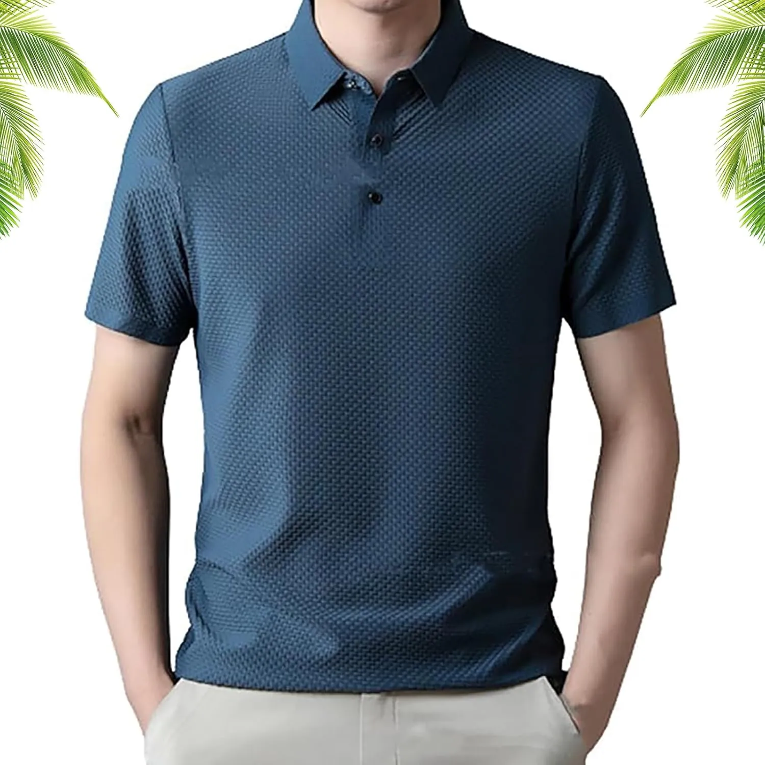 Silk stifle molecular cynical prodigious Short Sleeve Lapel Golf Polo Shirts Mesh Ice Silk Short-Sleeved T-Shirt, Men Summer Comfortable Breathable Ice 