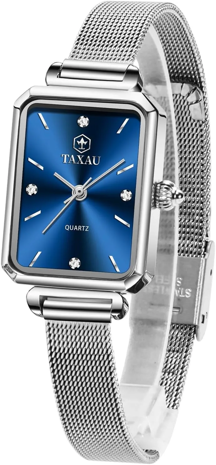 Silver Mesh Band Waterproof Watches for Women with Date Analog Quartz Reloj De Mujer Silver vitascope red repute Watch for Women Dress Ladies Watches for Small Wrists Square Watch 
