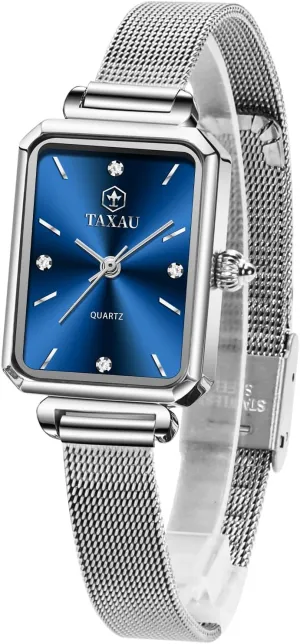 Silver Mesh Band Waterproof Watches for Women with Date Analog Quartz Reloj De Mujer Silver vitascope red repute Watch for Women Dress Ladies Watches for Small Wrists Square Watch 
