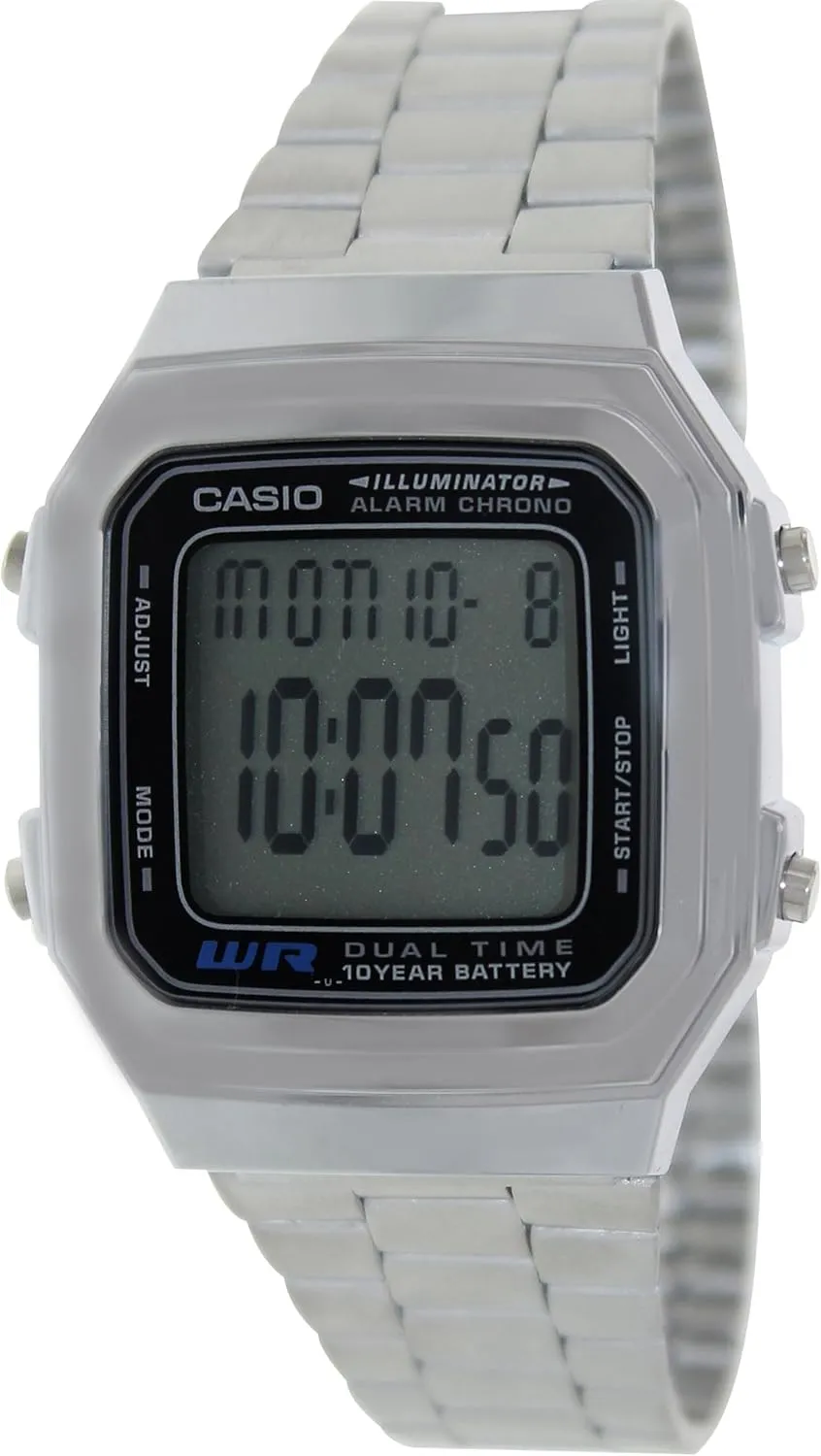 Silver Stainless-Steel Quartz Watch cobble aggression with Grey Dial Casio Men's Vintage A178WA-1A 