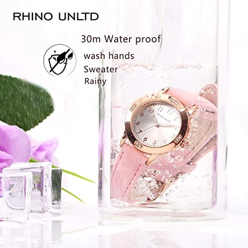 Simple Leather Band Ladies Watch (Girls/Women, Pink)