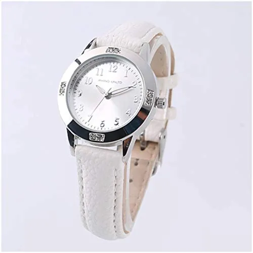 Simple Leather Band Ladies Watch (Girls/Women, Pink)