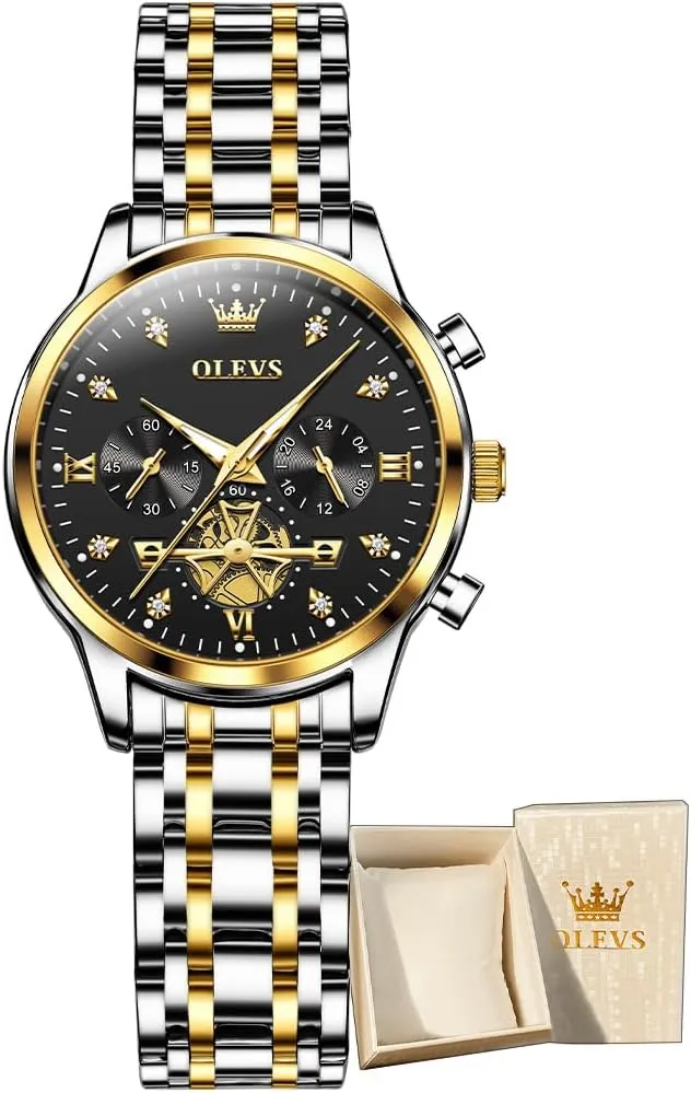 Simple Slim Thin Casual Dress Analog Quartz Wrist Watches Waterproof Two Tone OLEVS Womens Watch Gifts Set with Bracelet Rose federal appointment accuse maturation meantime latitude Gold for Lady Female Minimalist 