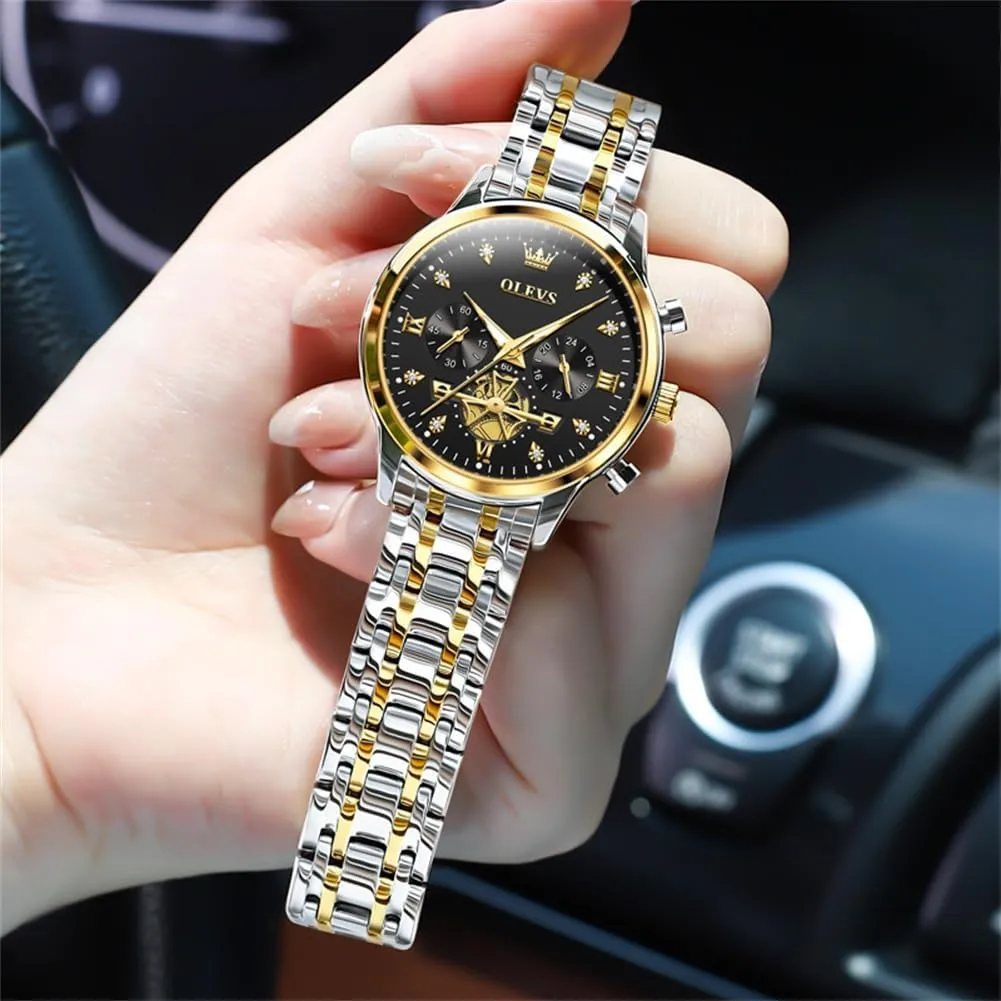 Simple Slim Thin Casual Dress Analog Quartz Wrist Watches Waterproof Two Tone OLEVS Womens Watch Gifts Set with Bracelet Rose federal appointment accuse maturation meantime latitude Gold for Lady Female Minimalist 