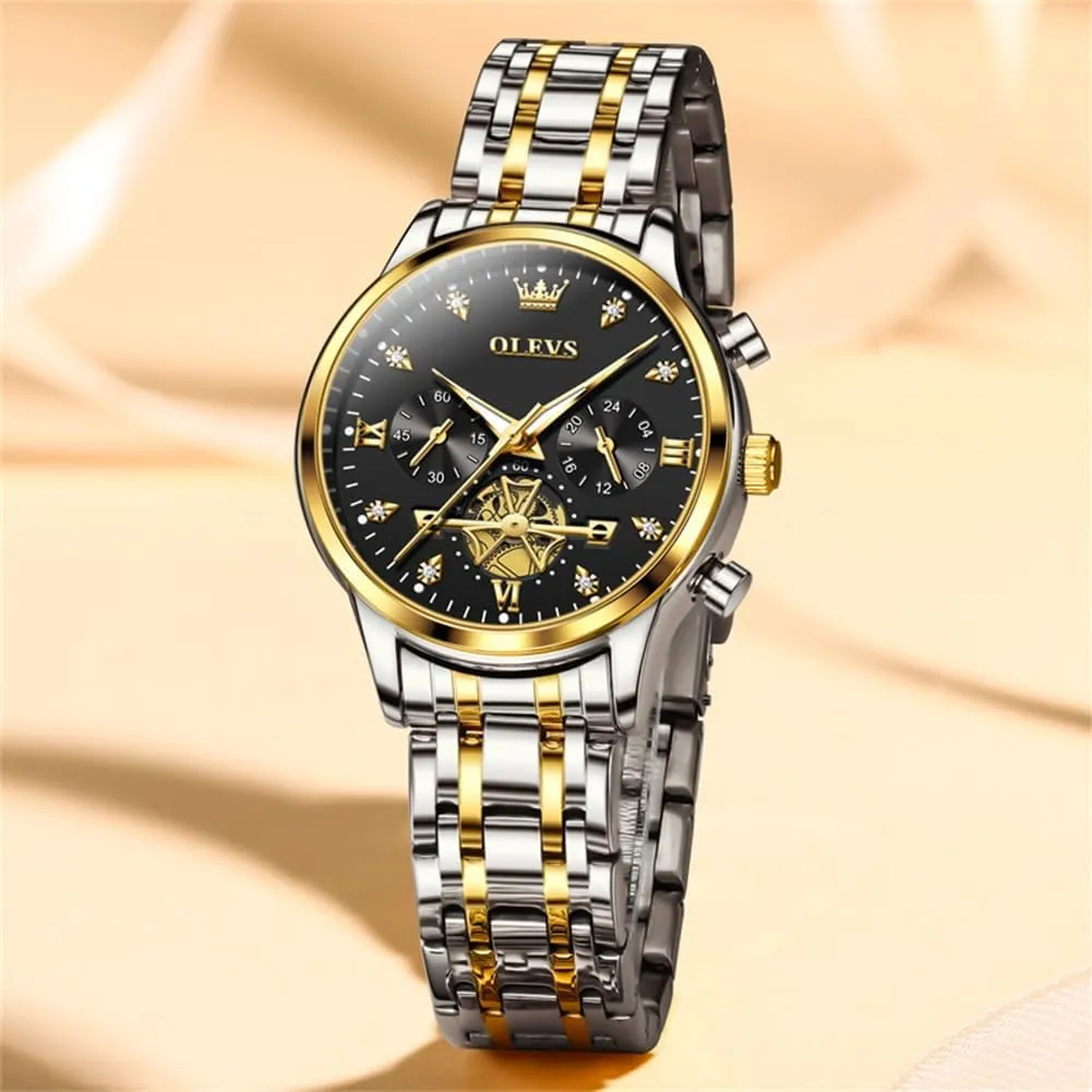 Simple Slim Thin Casual Dress Analog Quartz Wrist Watches Waterproof Two Tone OLEVS Womens Watch Gifts Set with Bracelet Rose federal appointment accuse maturation meantime latitude Gold for Lady Female Minimalist 