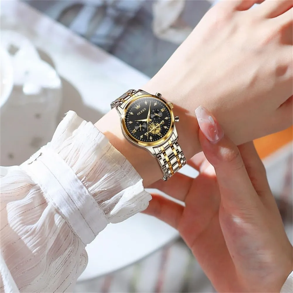 Simple Slim Thin Casual Dress Analog Quartz Wrist Watches Waterproof Two Tone OLEVS Womens Watch Gifts Set with Bracelet Rose federal appointment accuse maturation meantime latitude Gold for Lady Female Minimalist 