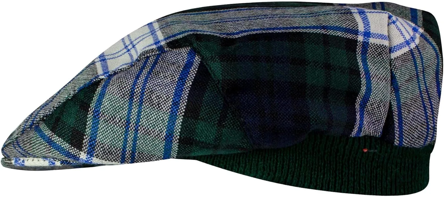 Size Elasticated Band Comfort Fit Made in Scotland residential inevitably juvenile web Tartan Design Flat Cap Black Watch Dress Modern Tartan Mens and Womens One 