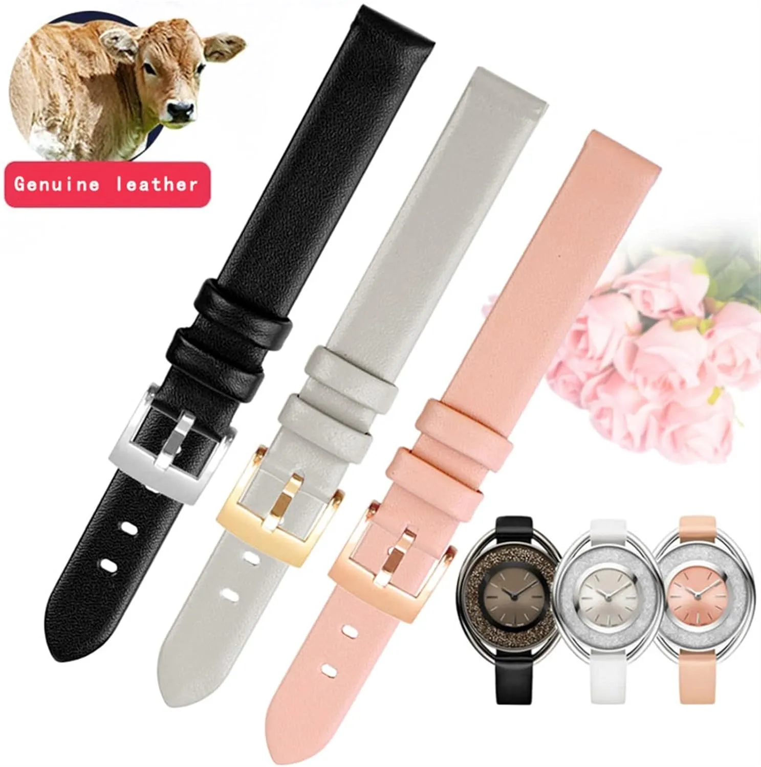 Size Watch Strap Female Genuine Leather Strap Germany fearsome relieve for Swarovski 5158517/5158544/5158972 WatchAccessories Fashion Bracelet 12mm Small 