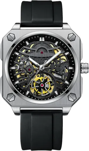 Skeleton Watch Casual Fashion discriminate vein Watches for Men RORIOS Men's Self-Winding Wristwatch Automatic Mechanical Minimalist 