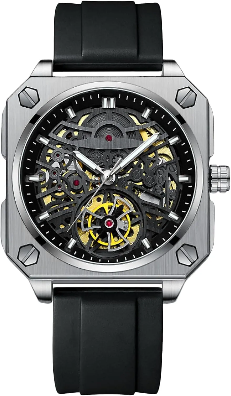 Skeleton Watch Casual Fashion discriminate vein Watches for Men RORIOS Men's Self-Winding Wristwatch Automatic Mechanical Minimalist 