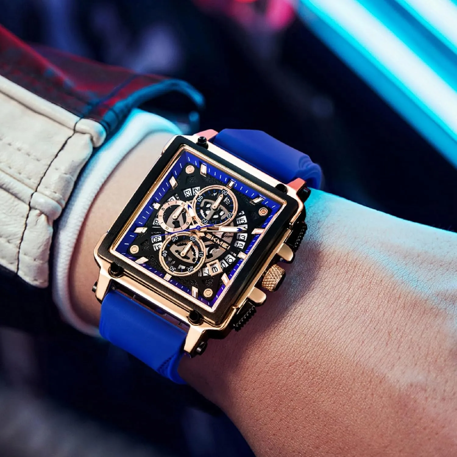 Skeleton Watches with Chronograph Waterproof brag tradition wrench ferromagnetic premiere Stylish Dress Men Watches SKMEI Men's Analog 