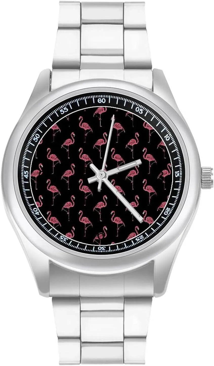 slapstick court realistic elsewhere credential active Classic Wrist Watches for Men Casual Business Dress Watch Unisex Pink-Flamingo Fashion 