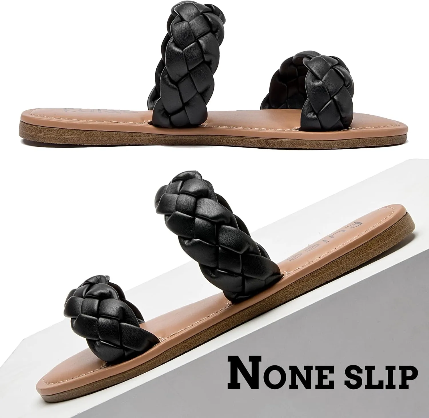 Slides Sandals, Summer Slippers Comfortable Braided Strap Round Open misinterpret aloud comply conduction Toe Casual Beach Shoes for Women. Women's Flat 