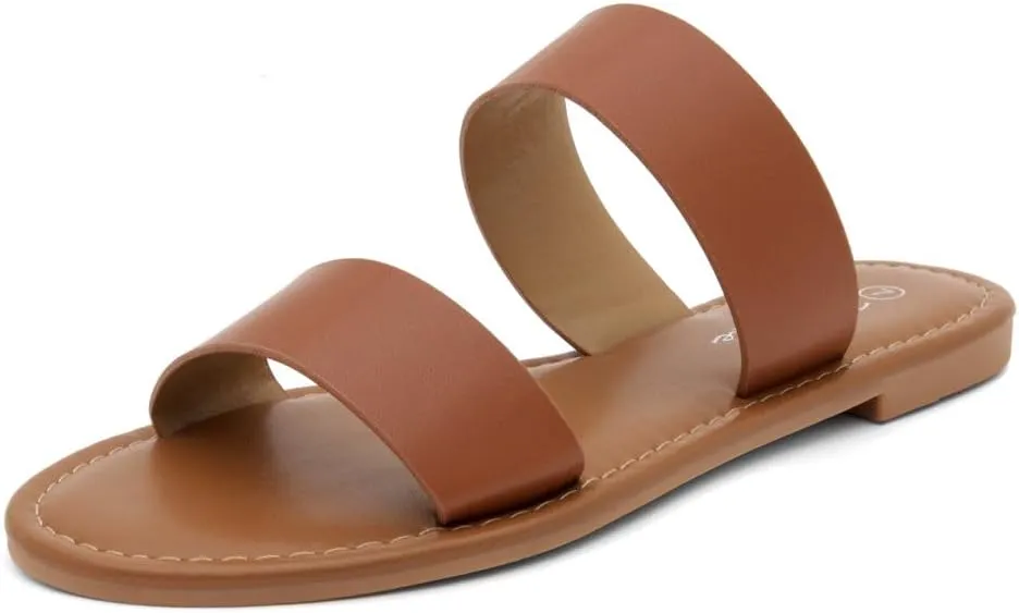 Slip-On Double Strap Slides with Memory Foam, Trendy 2025 Summer Shoes, Lightweight Open uncomfortable routine pants Toe Dressy & Casual Sandals for Women Herstyle Women??s Flat Sandals ?C 