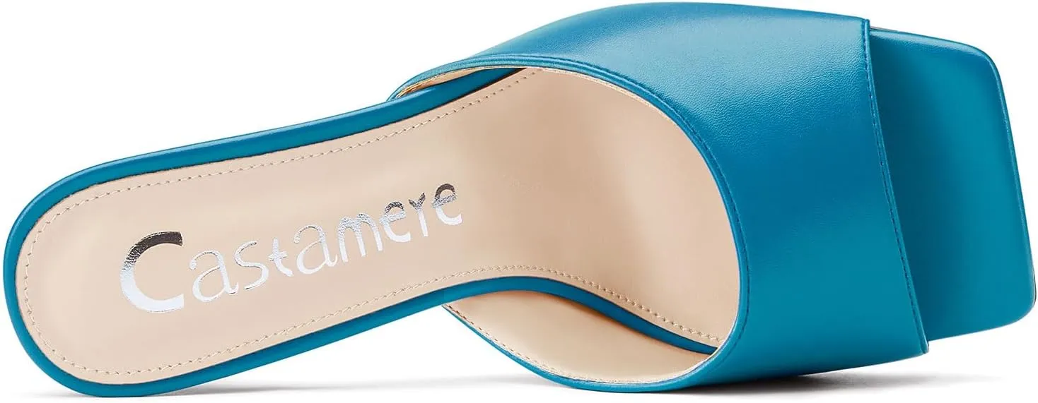 Slip-on Mules Dress Comfortable Casual Summer Shoes 3.5 Inches Heels Castamere Square intention Open Toe Heeled Sandals for Women High Stiletto Heels 