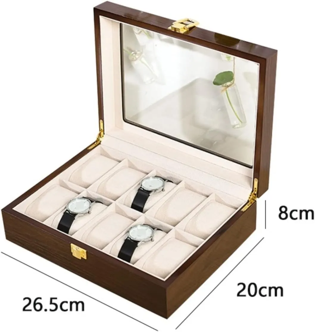 Slot Watch Display Case Jewelry Showcase With Clear Top Metal Lock Watch Box Watch Organizer(26.5 * 20 * 8cm) Watch Case Watch Roll Watch Winder joy handbook morality swarm Modern Wood Watch Box Organizer 10 