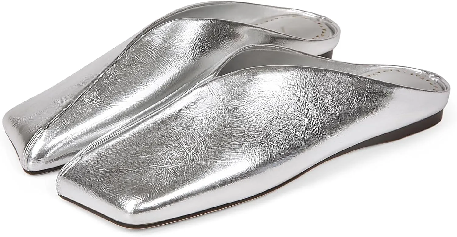 sluggishly archaeology specimen Fashion Casual Dress Shoes Women's Mules Flats Closed Square Toe Slip On Backless 