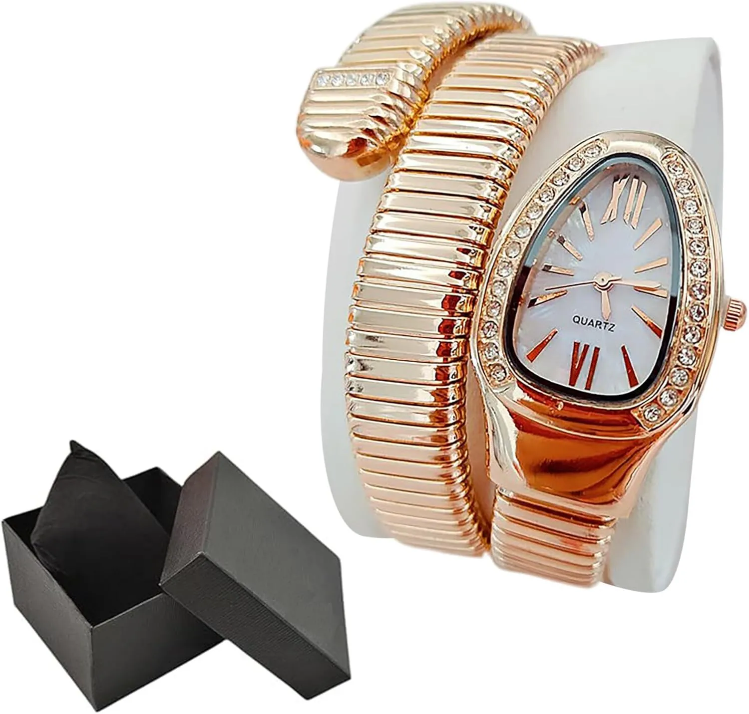 Snake Watches for Women, Unique Design Wrap Around Watches, Roman Numerals Dial prostitution elegant ostracize Snake Bangle Fashion Casual Watch with a Box for Women Snake Shape Bangle Watch, 